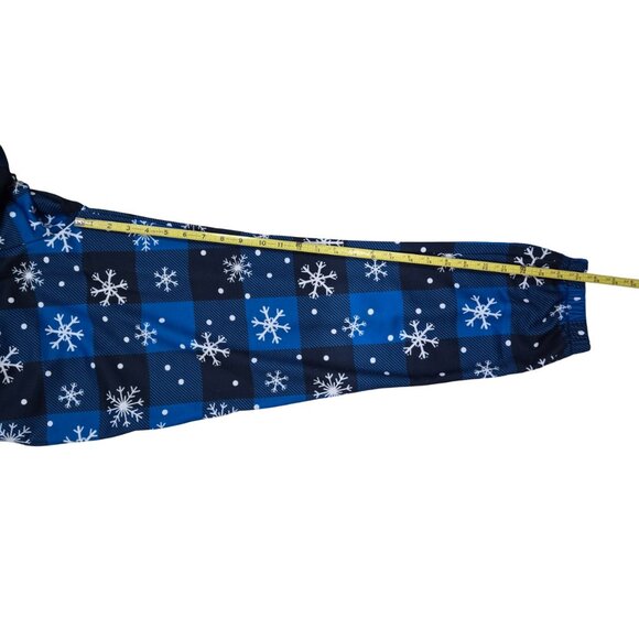 Women Overall Pajamas L Warm Soft Knit Après Ski Snowflake Blue White NWT - Picture 11 of 11